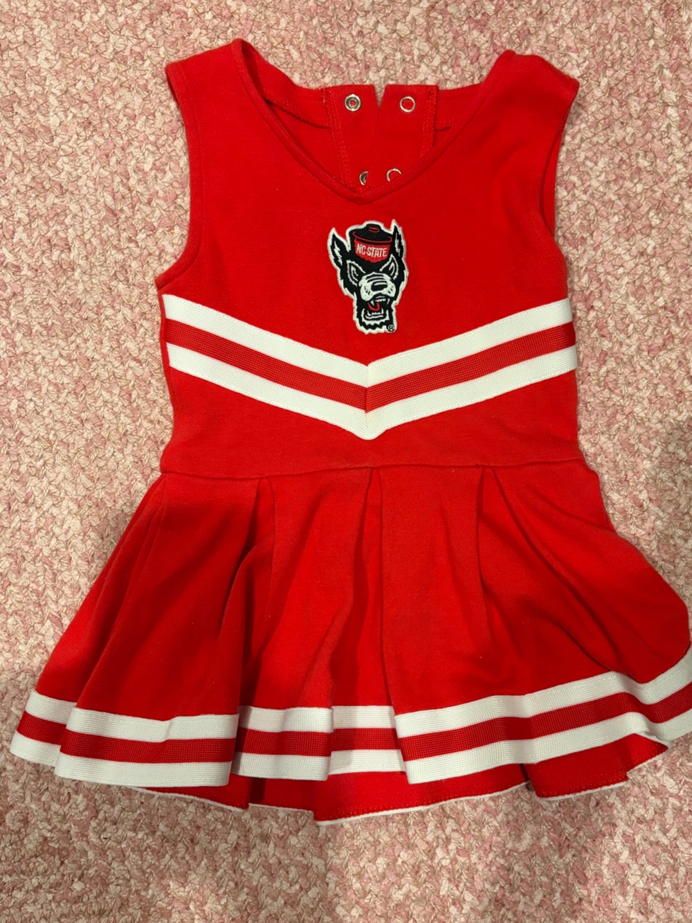 Red NC State baby/toddler Girls' Cheer Dress Top with White Stripes